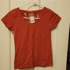 Red shirt with strapped top back